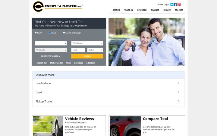 Captură de ecran a everycarlisted.com