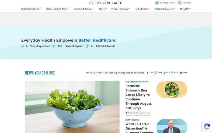 Captură de ecran a everydayhealth.com