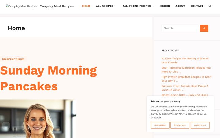 Screenshot of everydaymealrecipes.com