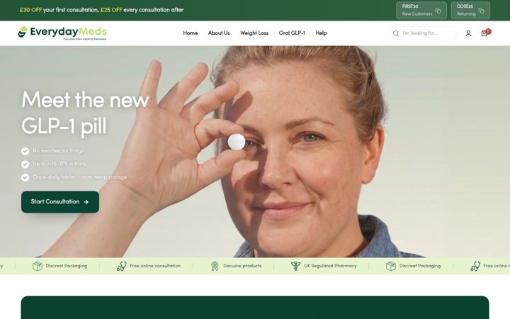 Screenshot of everydaymeds.co.uk