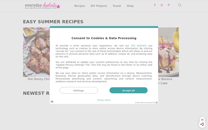 Screenshot of everydayshortcuts.com
