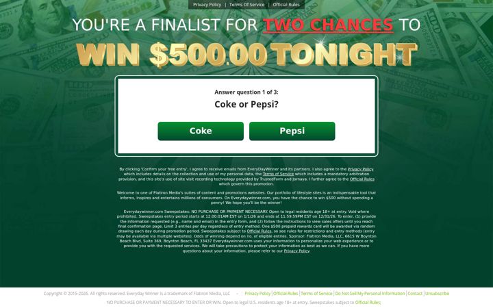 Screenshot of everydaywinner.com