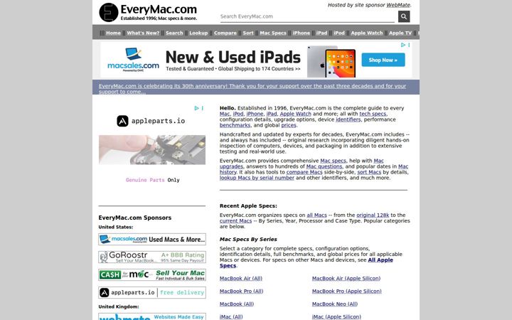 Ekrano kopija everymac.com