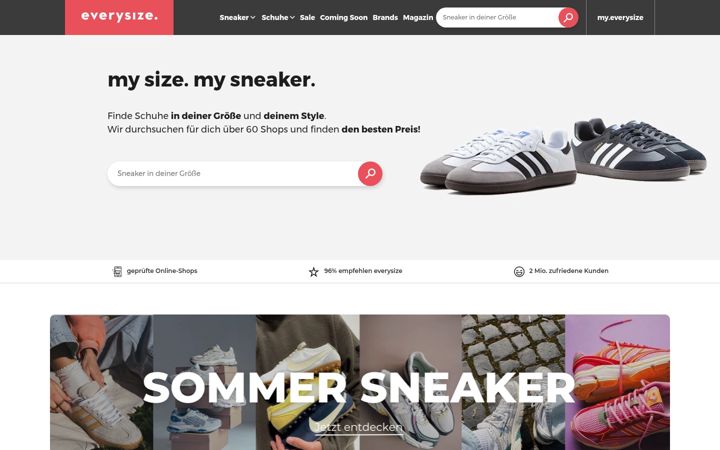 Screenshot of everysize.com