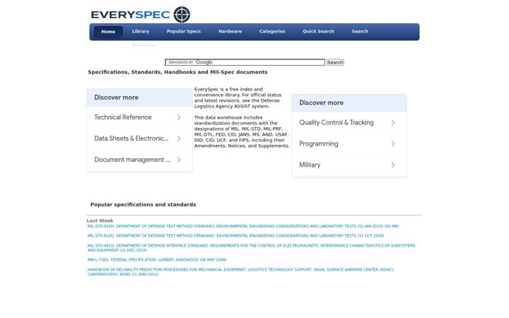 Skjámynd af everyspec.com