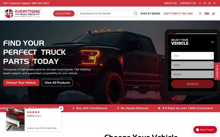 Screenshot of everythingtruckparts.com