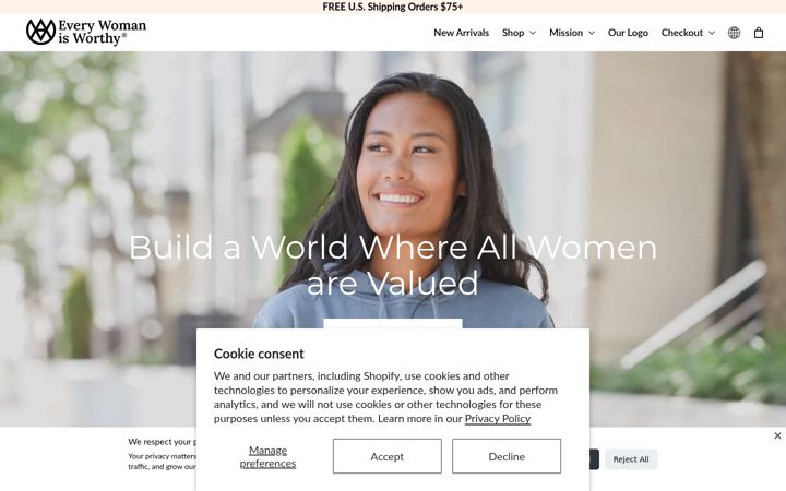Screenshot of everywomanisworthy.com