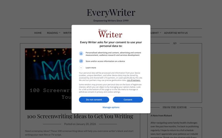 Screenshot of everywritersresource.com