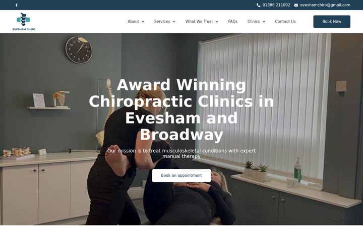 Screenshot of eveshamchiropractic.com