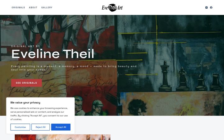 Screenshot of evetheilart.com