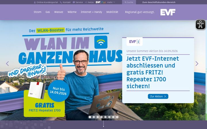 Screenshot of evf.de