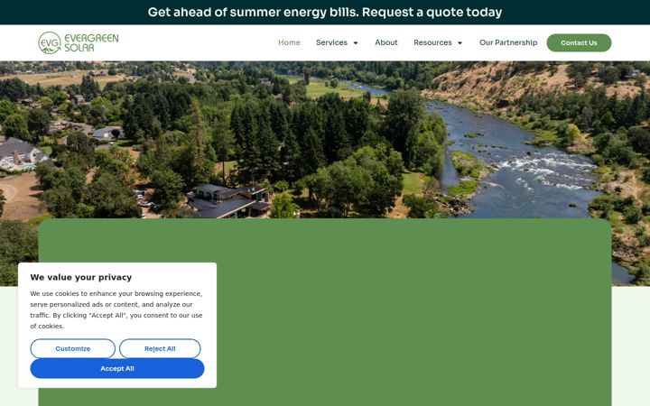 Screenshot of evgsolar.com