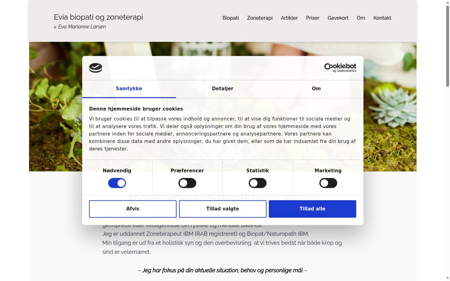 Skjermbilde av samtykkebanneret slik det vises før noen interaksjon