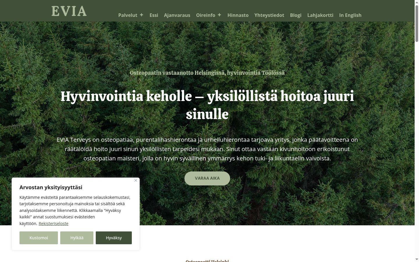 Ekrānuzņēmums ar piekrišanas baneri, kas tika rādīts pirms jebkādas mijiedarbības