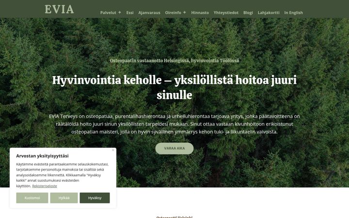 Ekrānuzņēmums no eviaterveys.fi