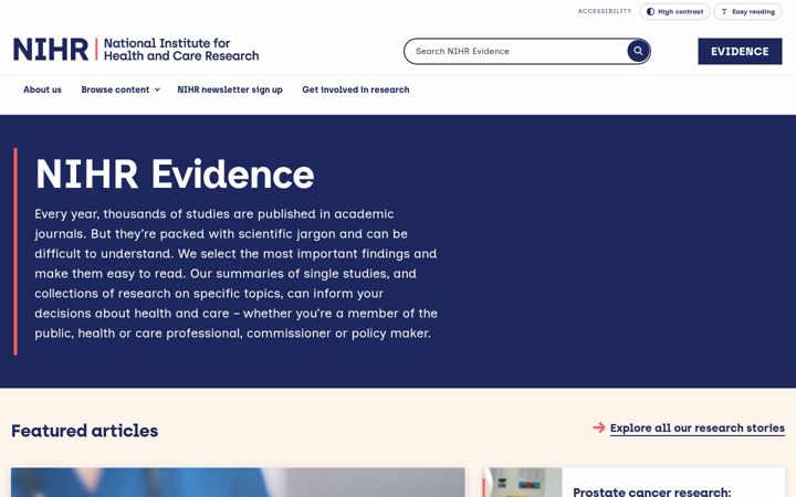 Zrzut ekranu evidence.nihr.ac.uk