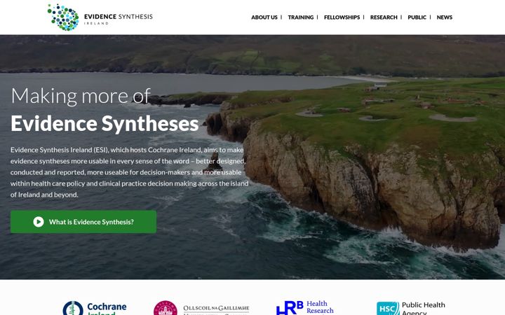 Skærmbillede af evidencesynthesisireland.ie