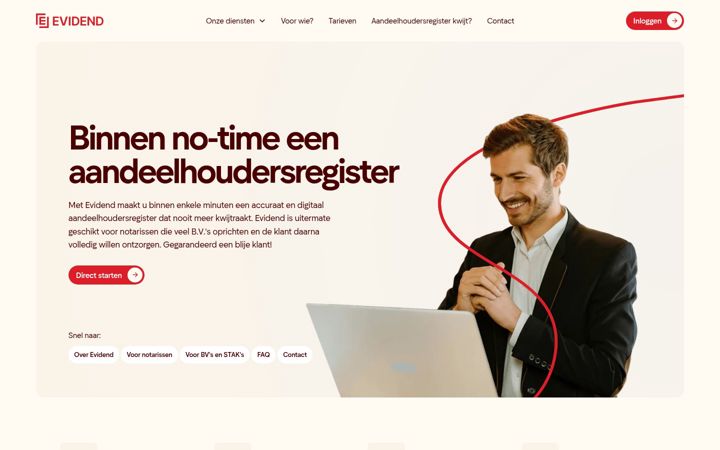 Screenshot of evidend.nl