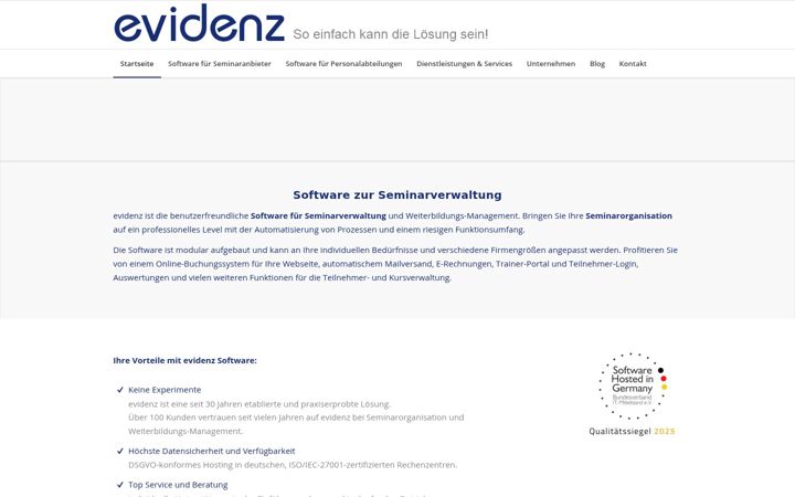 Екранна снимка на evidenz.de