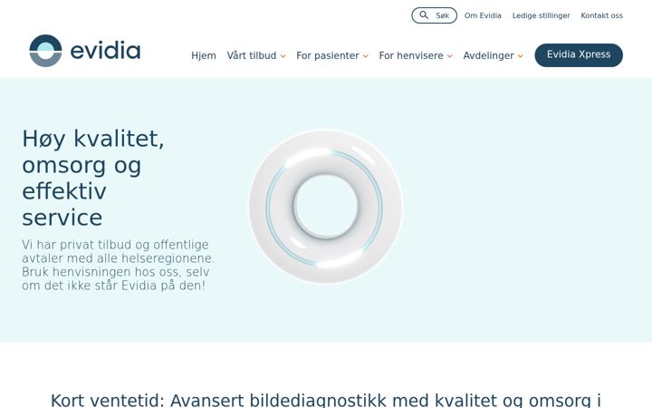 Screenshot of evidia.no