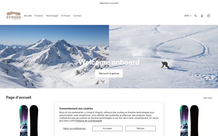 Screenshot of evidsensnowboarding.com