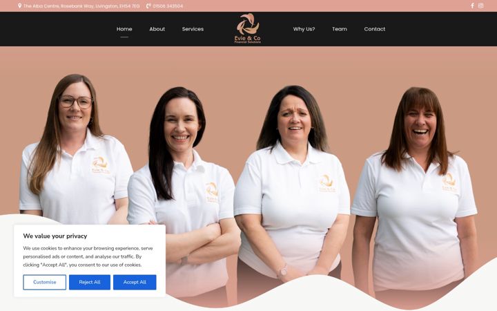 Screenshot of eviecofs.co.uk