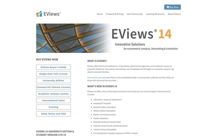 Screenshot of eviews.com