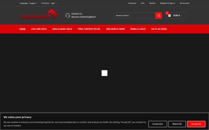 Screenshot of evilgamingboost.com