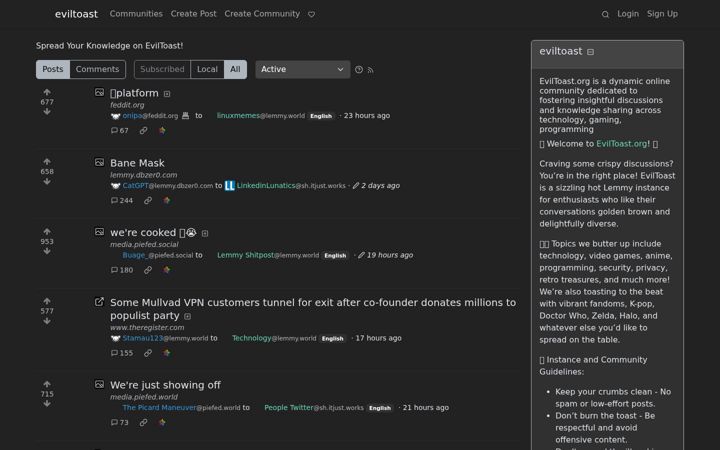 Zrzut ekranu eviltoast.org
