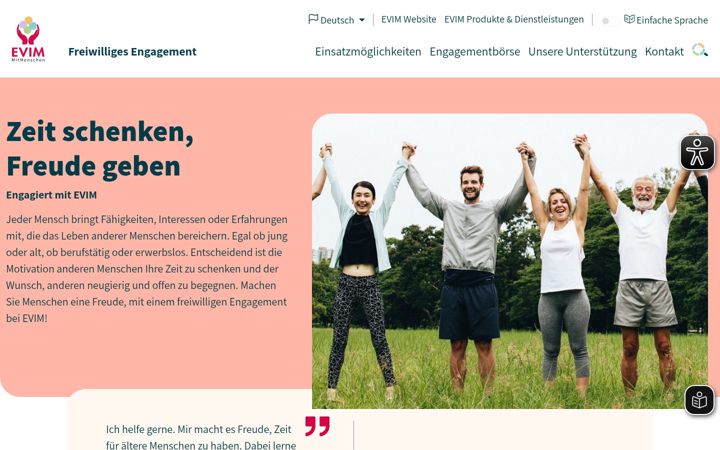 Screenshot van evim-engagiert.de