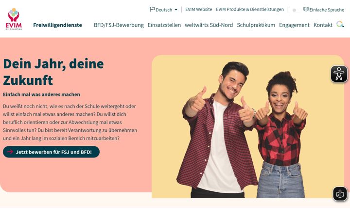 Screenshot van evim-freiwillig.de