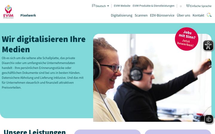 Screenshot of evim-pixelwerk.de