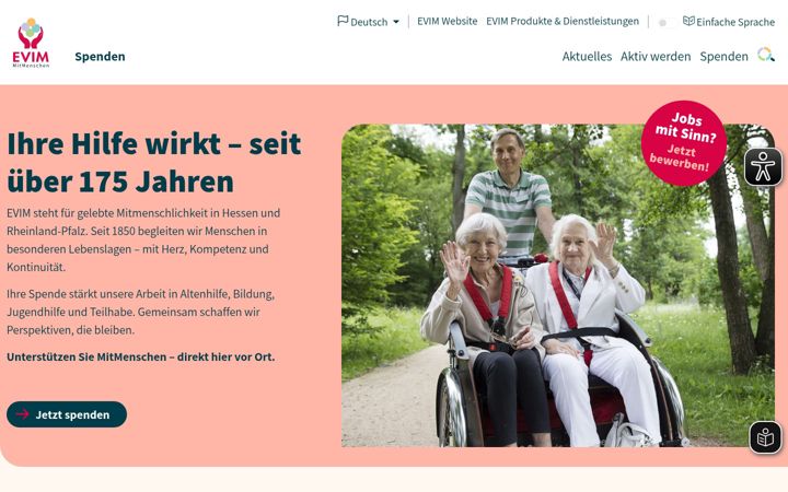 Screenshot of evim-spenden.de
