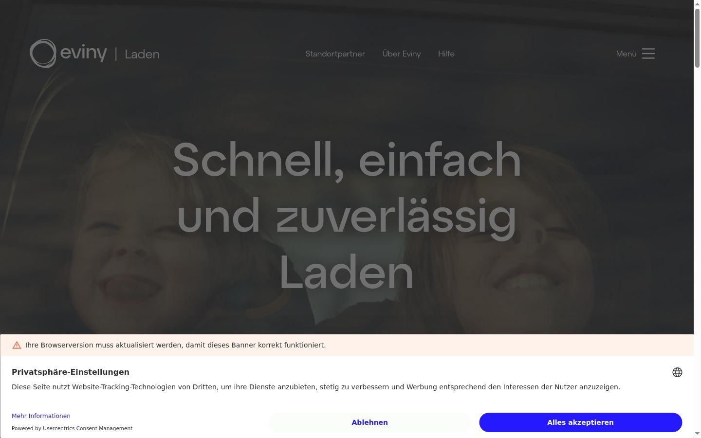 Screenshot del banner di consenso mostrato prima di qualsiasi interazione