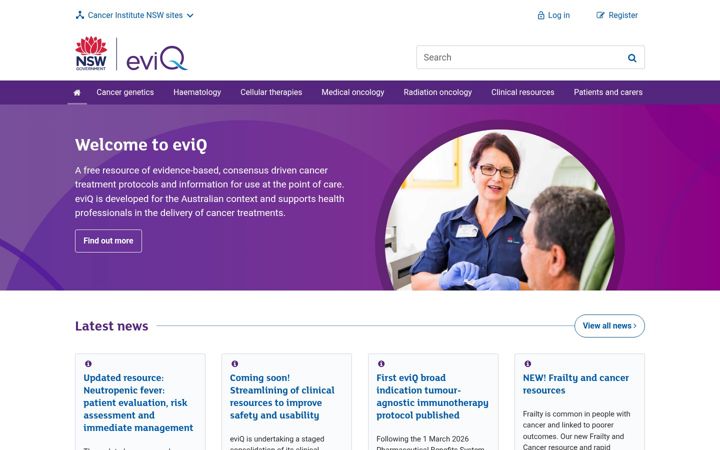 Screenshot of eviq.org.au