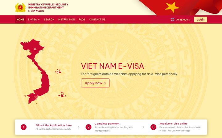 Screenshot of evisa.gov.vn