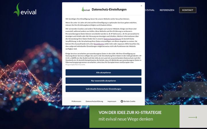 Skjámynd af evival.net