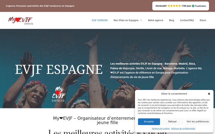 Screenshot of evjf-espagne.com