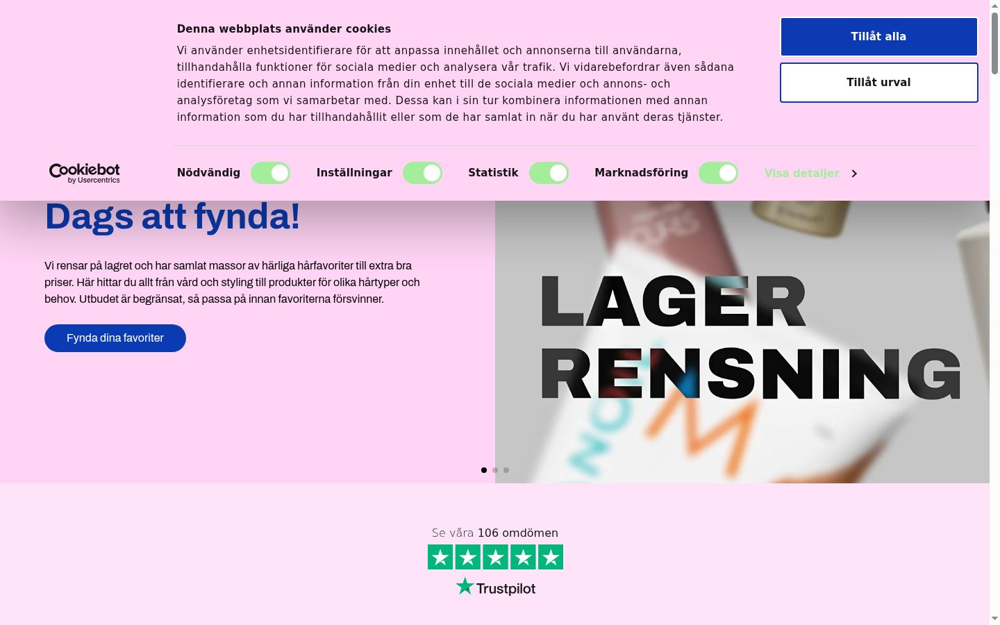 Skærmbillede af samtykkebanneret, som det blev vist før nogen interaktion