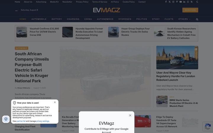 Screenshot of evmagz.com