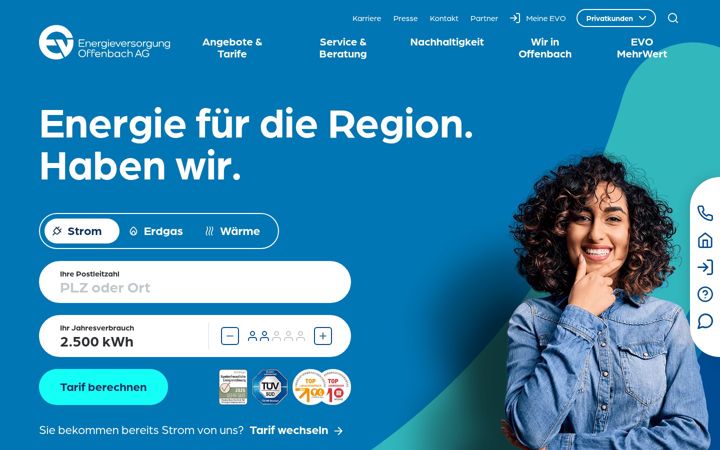 Screenshot of evo-ag.de