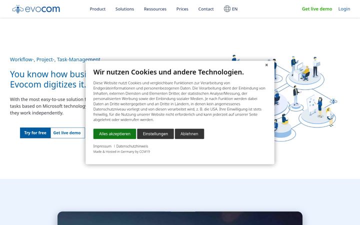 Posnetek zaslona evocom.net