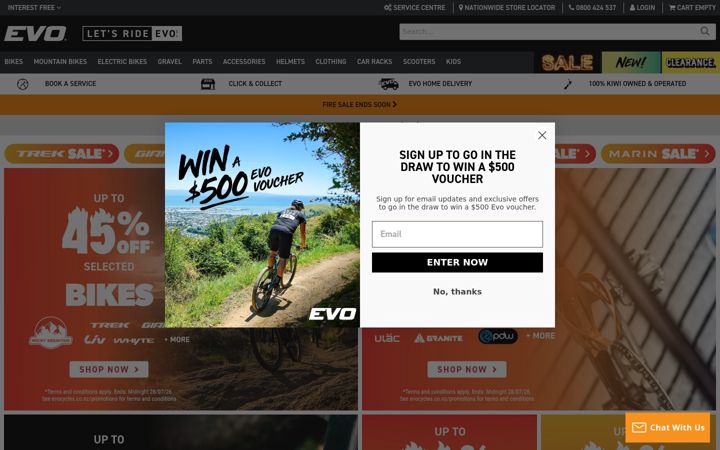 Screenshot of evocycles.co.nz