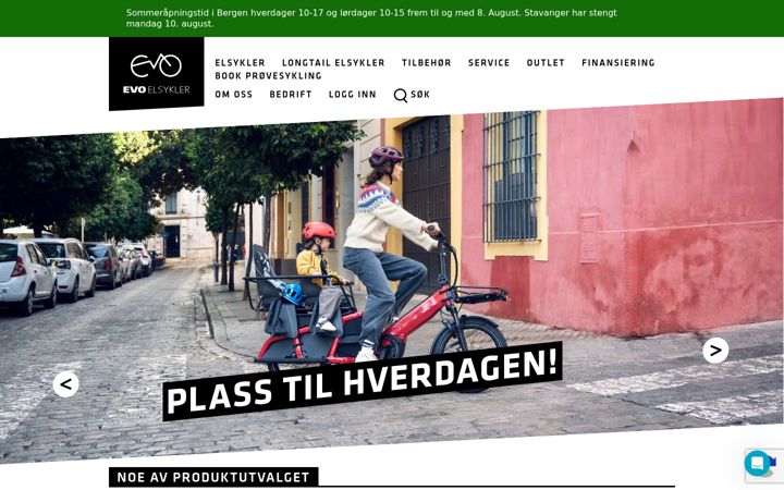 Screenshot of evoelsykler.no