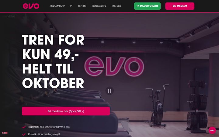 Screenshot of evofitness.no