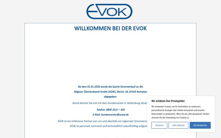 Screenshot of evok-oy.de
