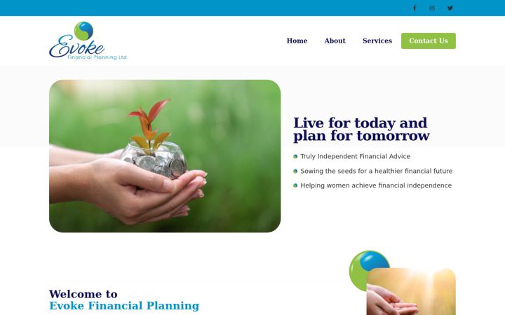Screenshot of evokefinancialplanning.co.uk