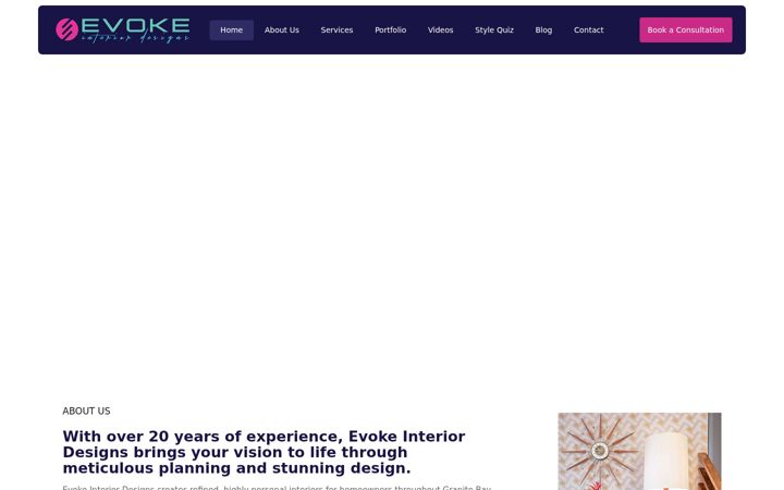 Screenshot of evokeinteriordesigns.com