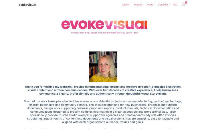 Captură de ecran a evokevisual.co.uk