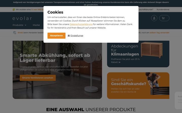 Screenshot of evolarshop.de